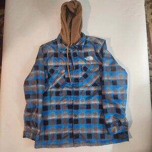 The North Face Men’s M Hoodie Jacket — Blue & Tan Plaid Lined